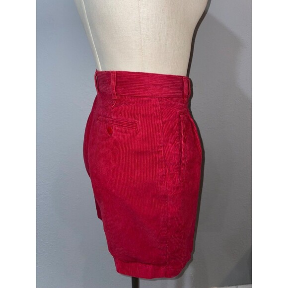 62 East Women’s Vintagе Red Corduroy Bermuda Shorts size 7/8 Pleated High Waist - Picture 4 of 10